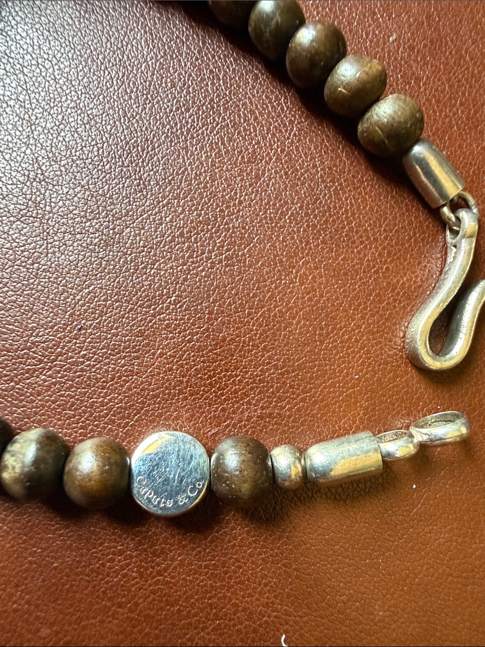 Caputo & Co. wood and stone bracelet with stainless clasps View 2